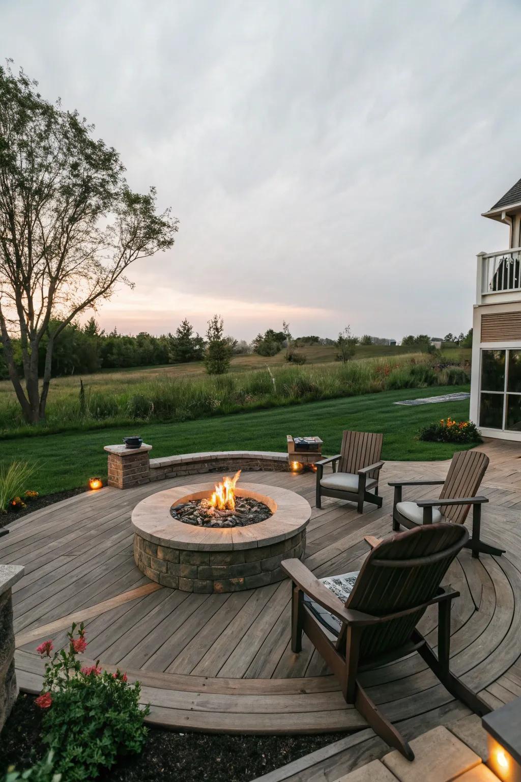With a circular seating arrangement around your fire pit, you can create a cozy atmosphere.