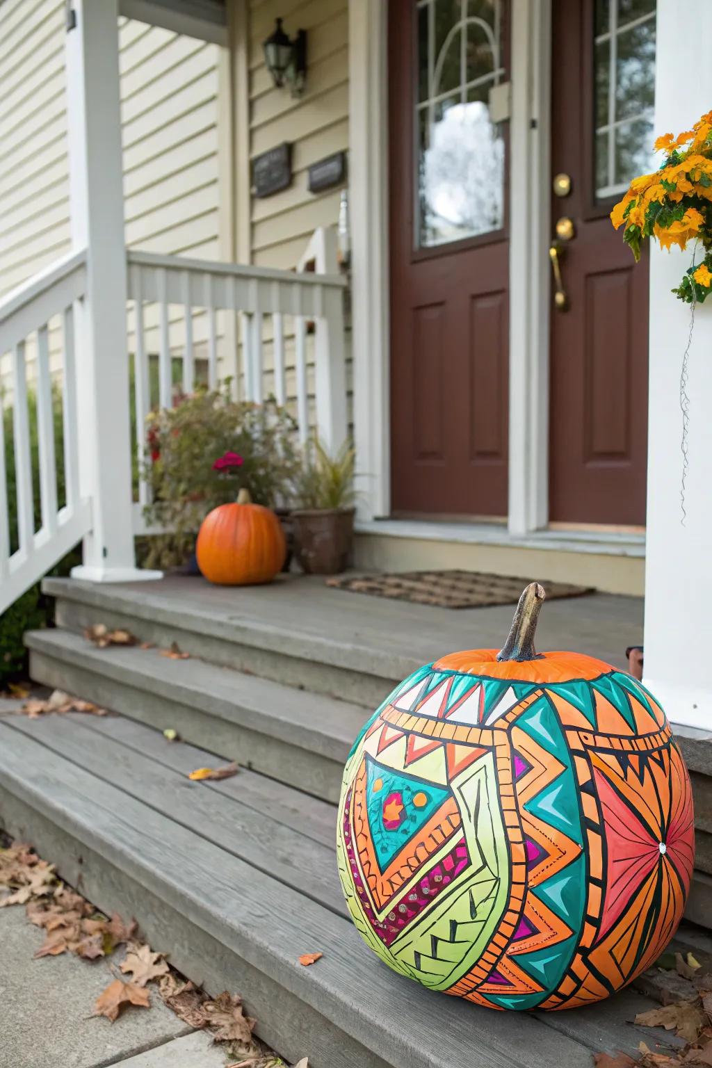 Unleash your ingenuity through the application of striking ornamental designs onto your pumpkins.
