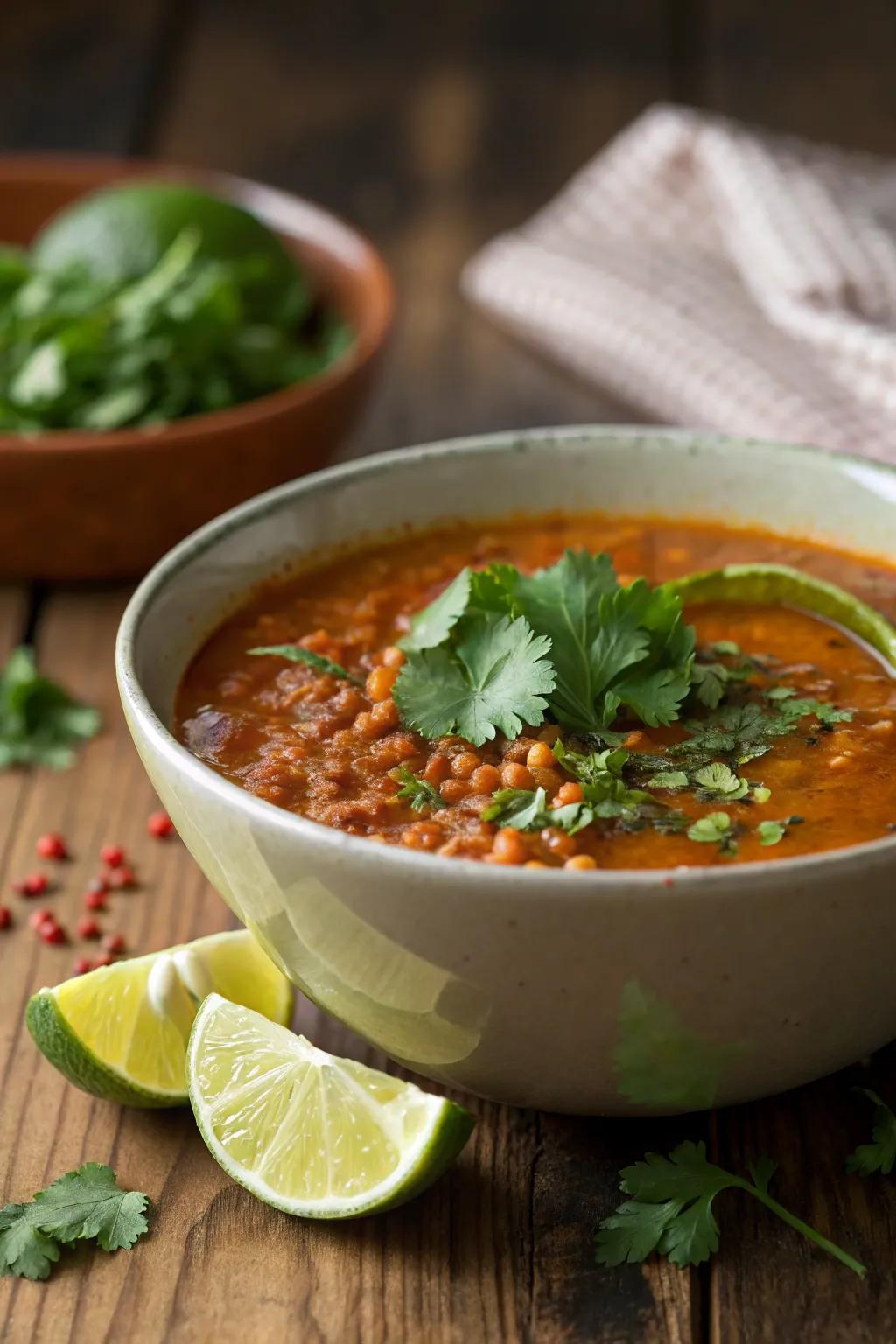 A warming bowl of spiced seed soup, which will set the tone for your Diwali feast.