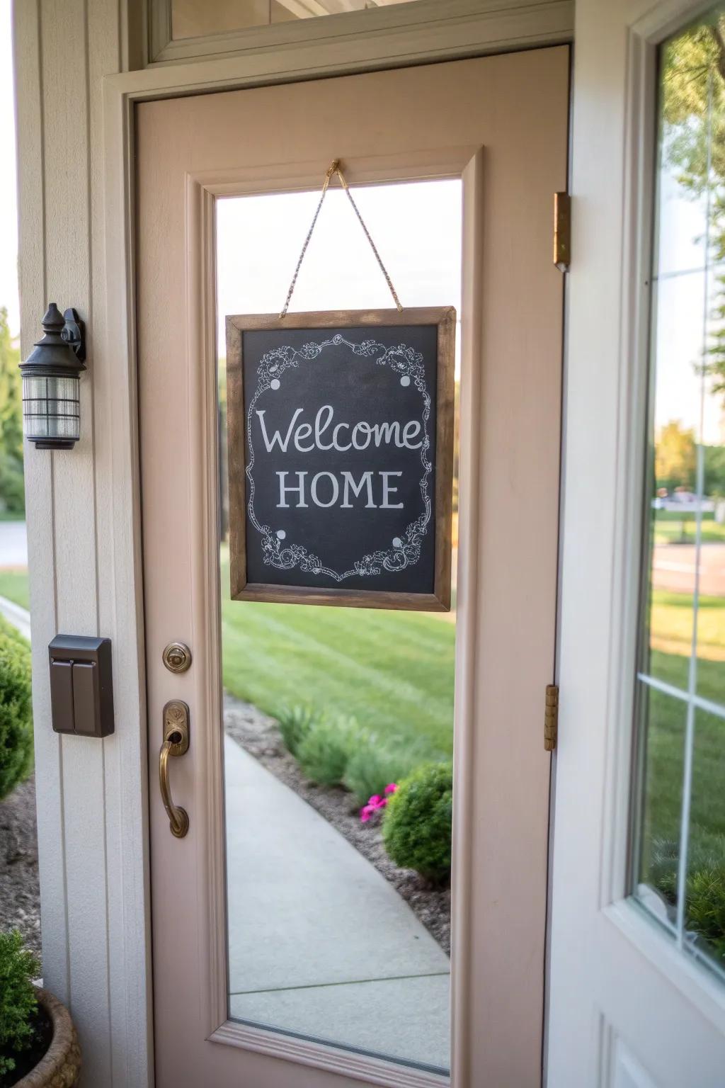 DIY chalkboard signs for a personal welcome.
