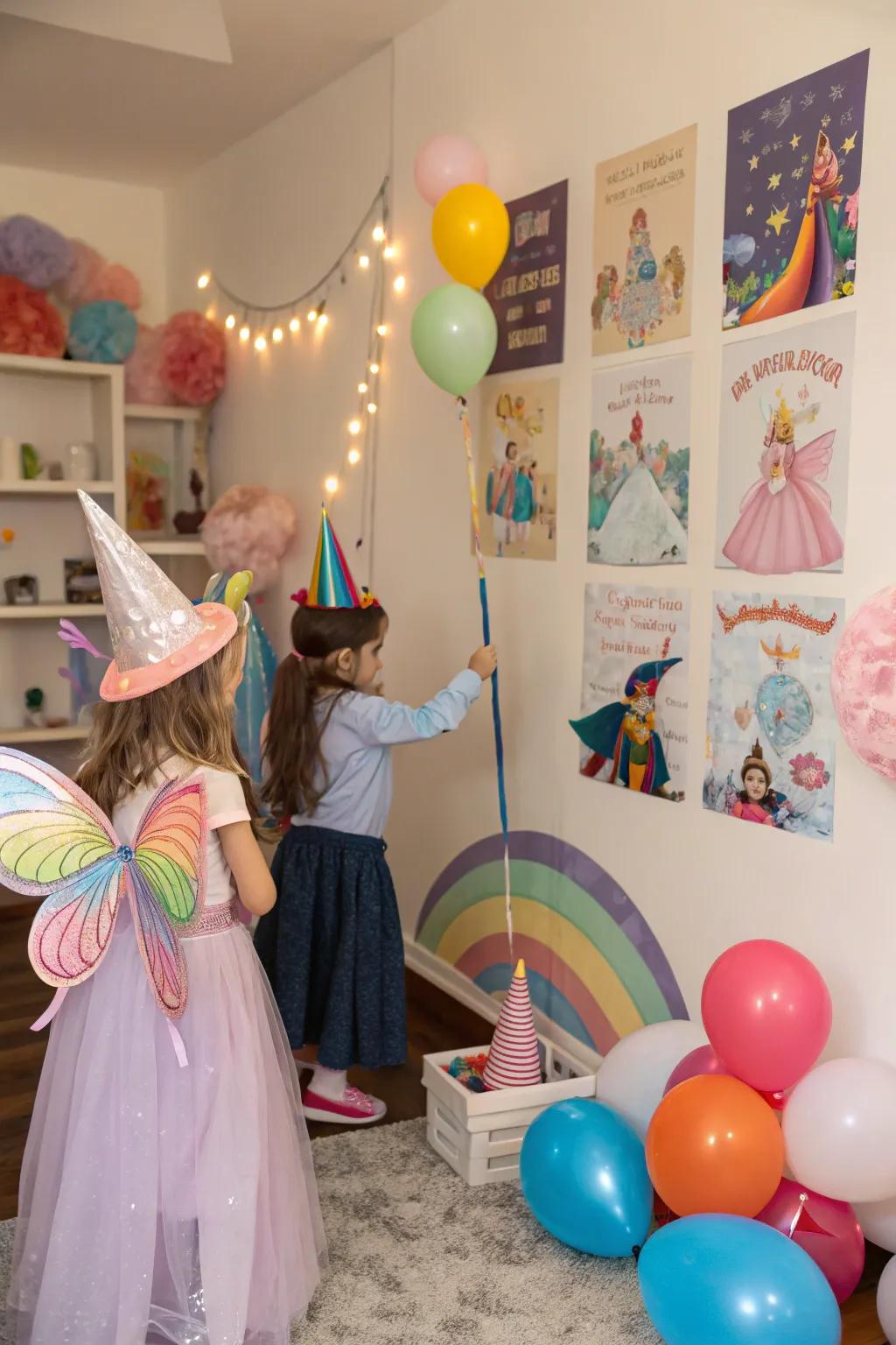 Themed decor brings the costume corner to life.