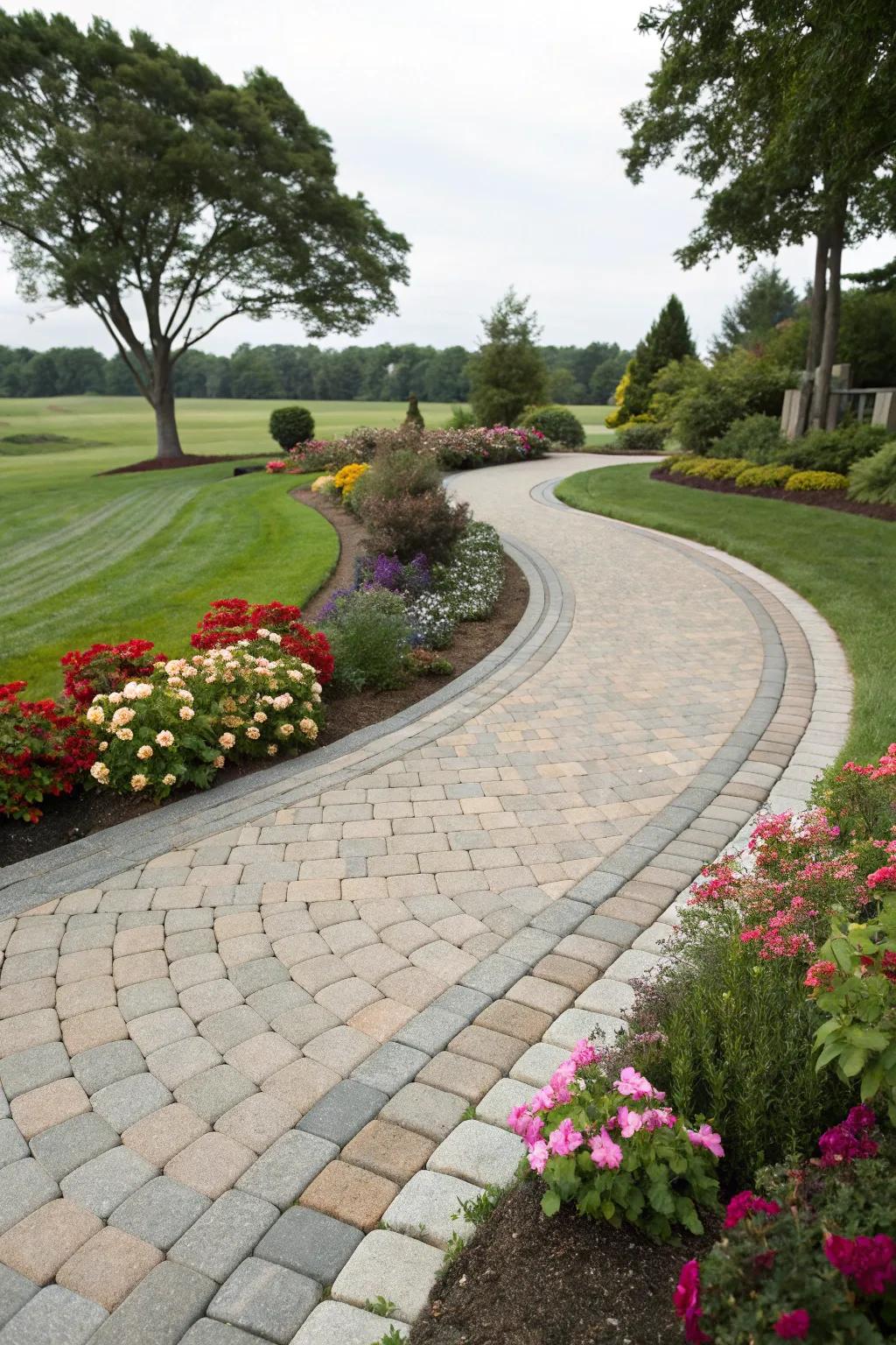 Arched driveways construct an inviting and unique entrance.