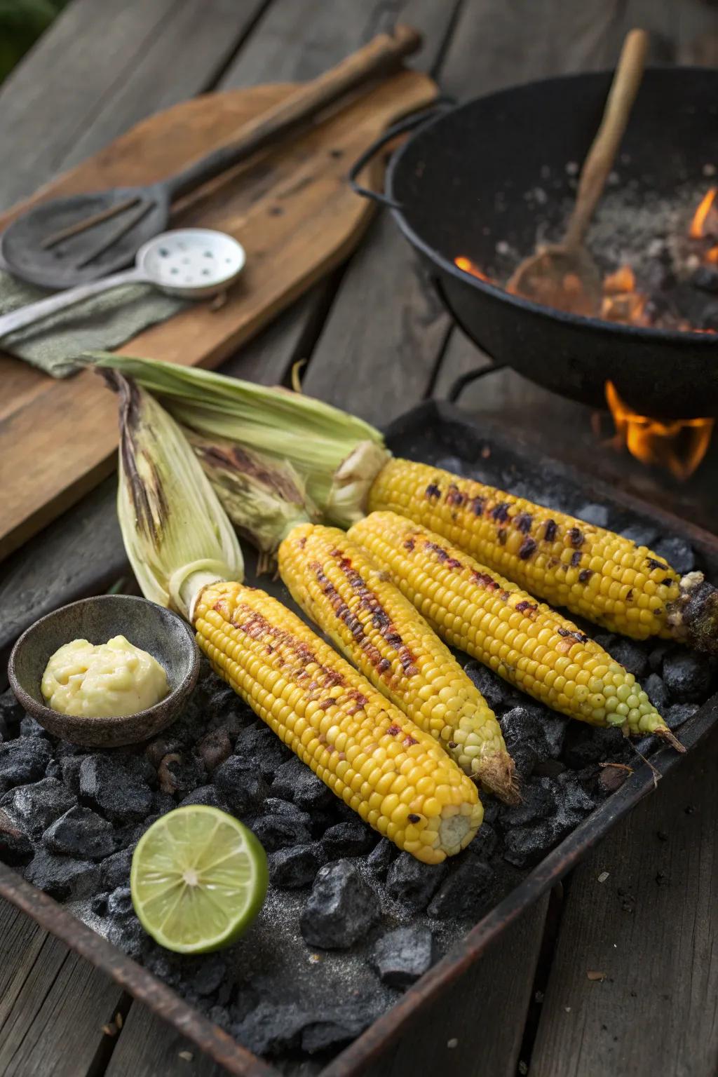 Perfectly grilled corn with a touch of lime butter.