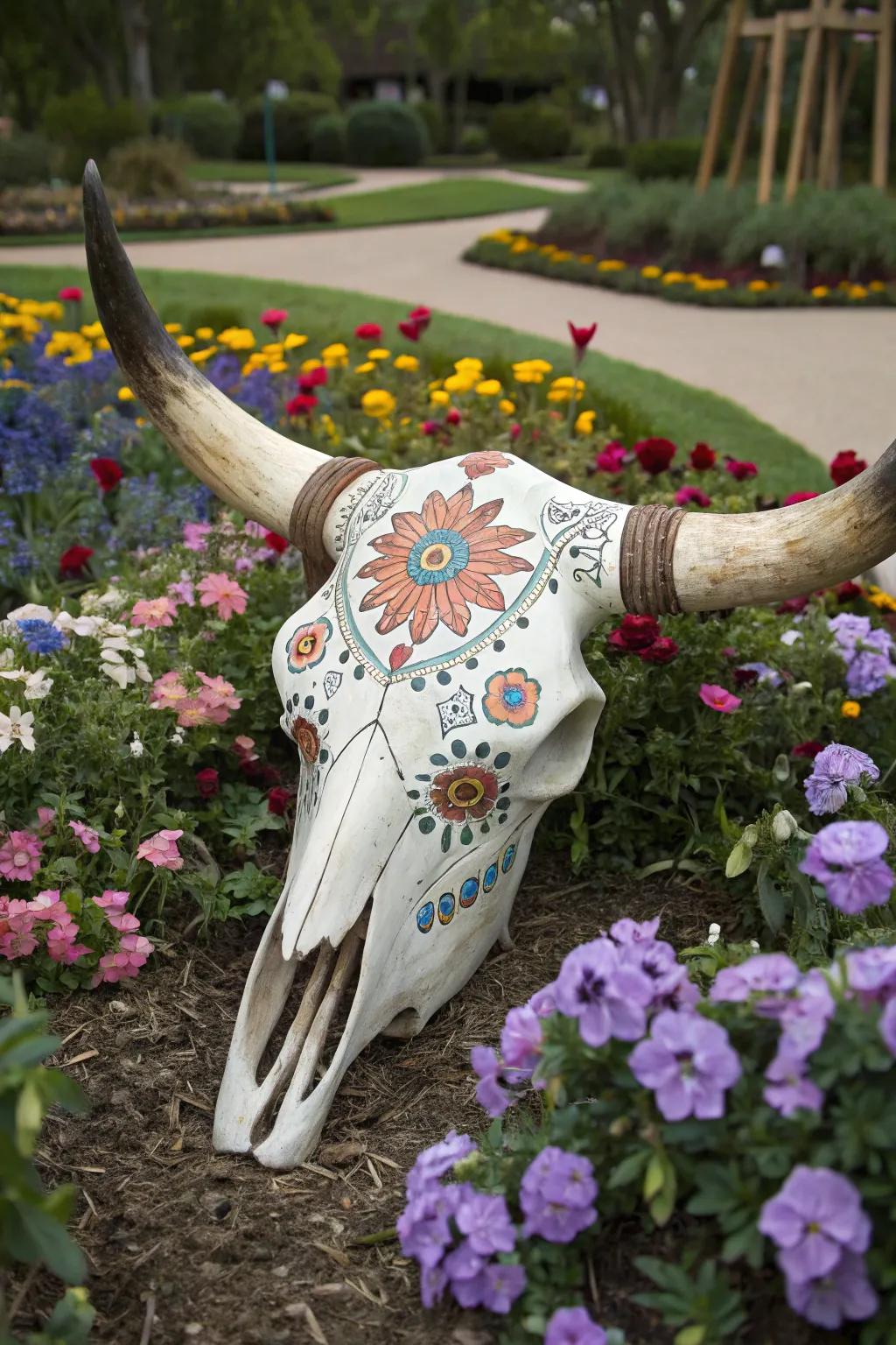 Floral motifs inject a delicate accent to rugged décor.
