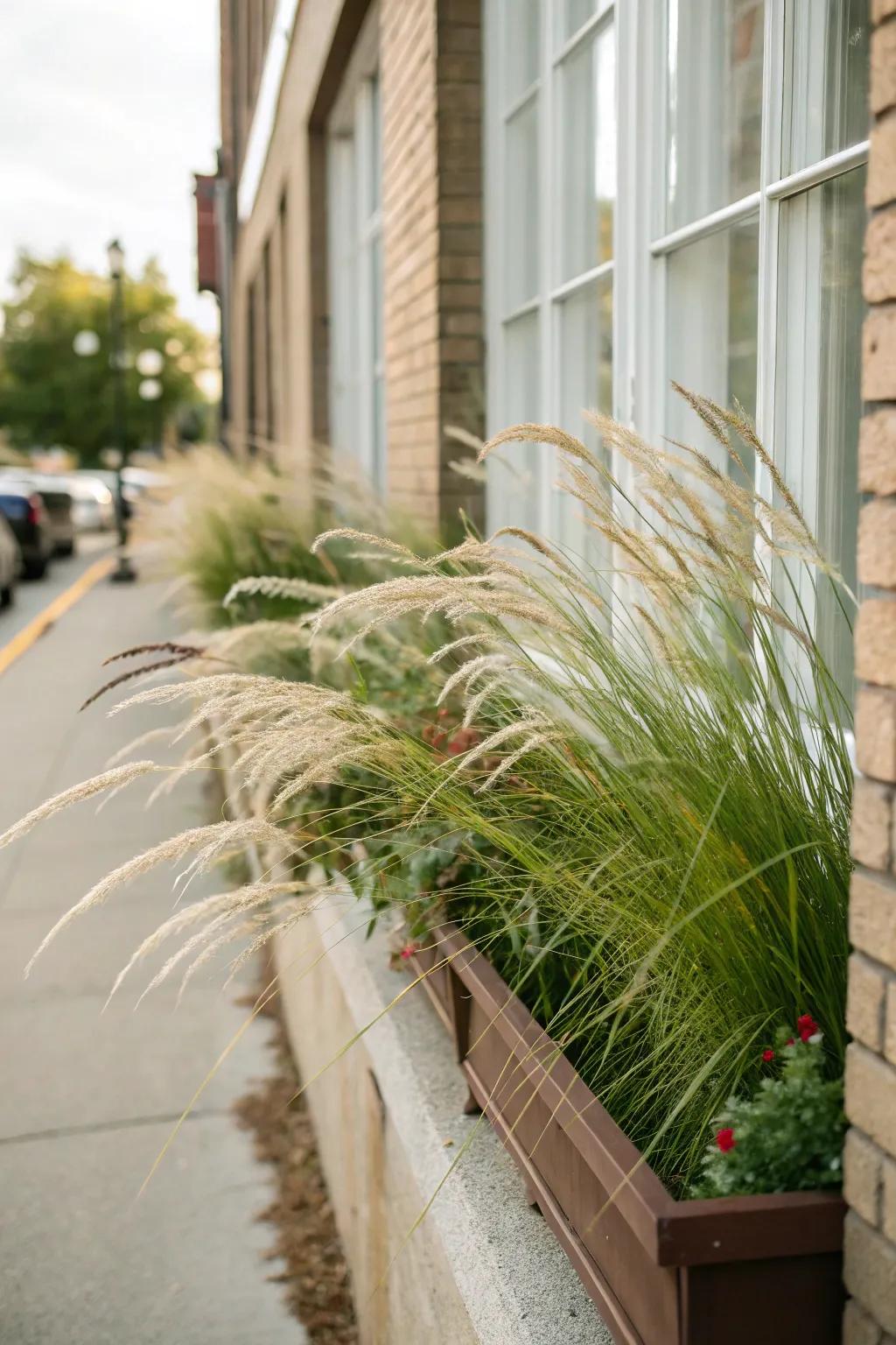 Ornamental grasses add height and sophistication.