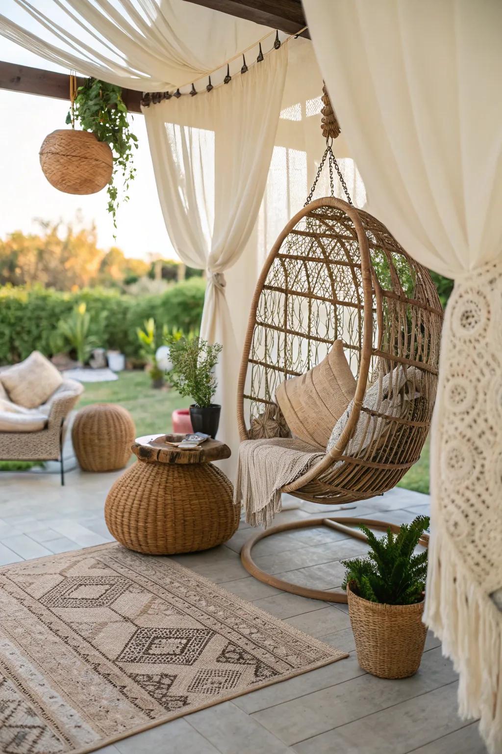 Bestow a boho flair upon your outdoor sanctuary.
