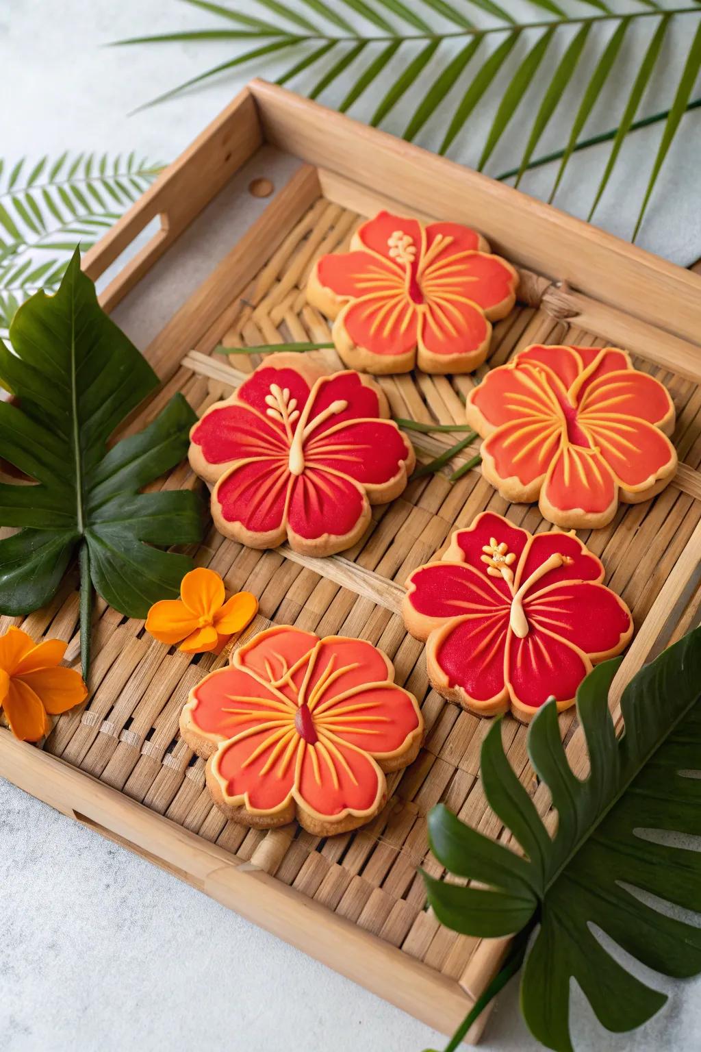 Exotic hibiscus biscuits to introduce a burst of color.