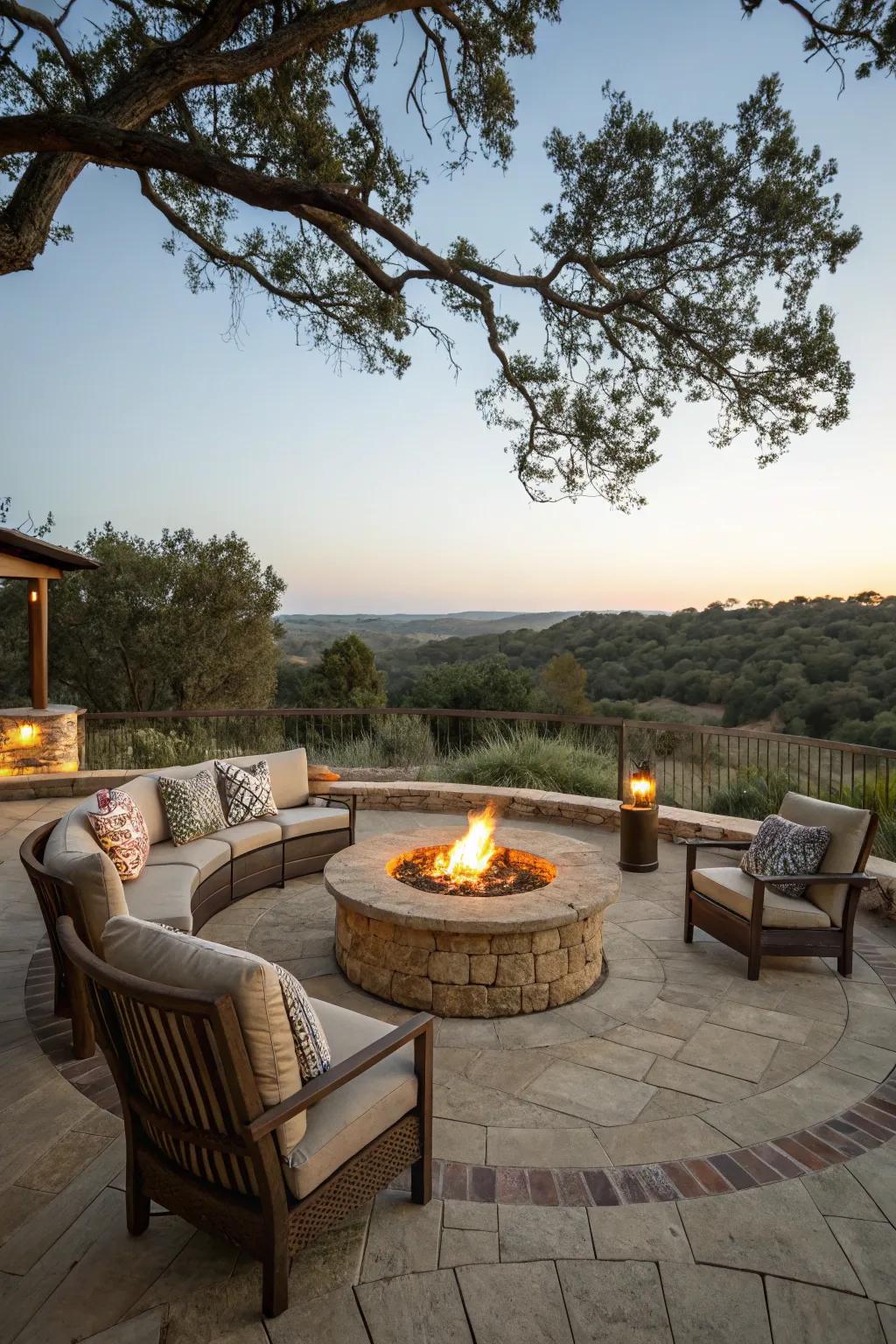 Fire features add warmth and ambiance to any patio.