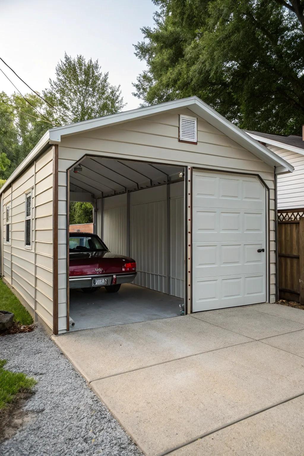 Transform your carport into a secure, garage-style enclosure.