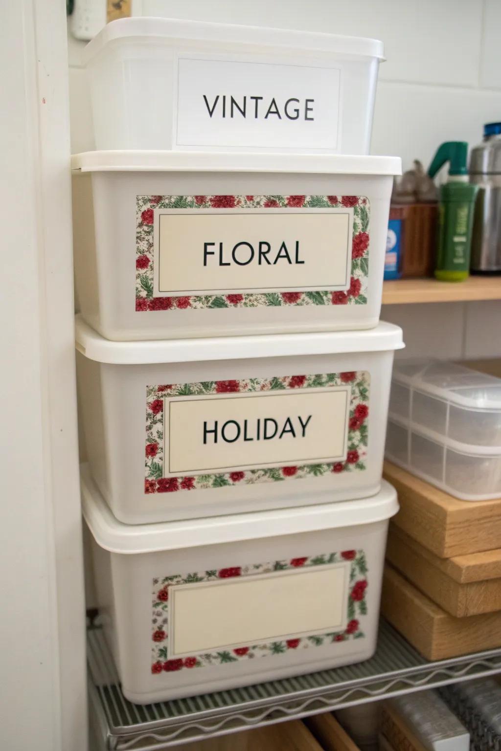 Stickers simplify finding your paper goods.