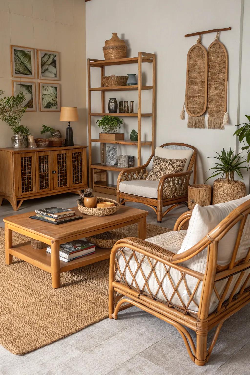 Create warmth with natural materials.