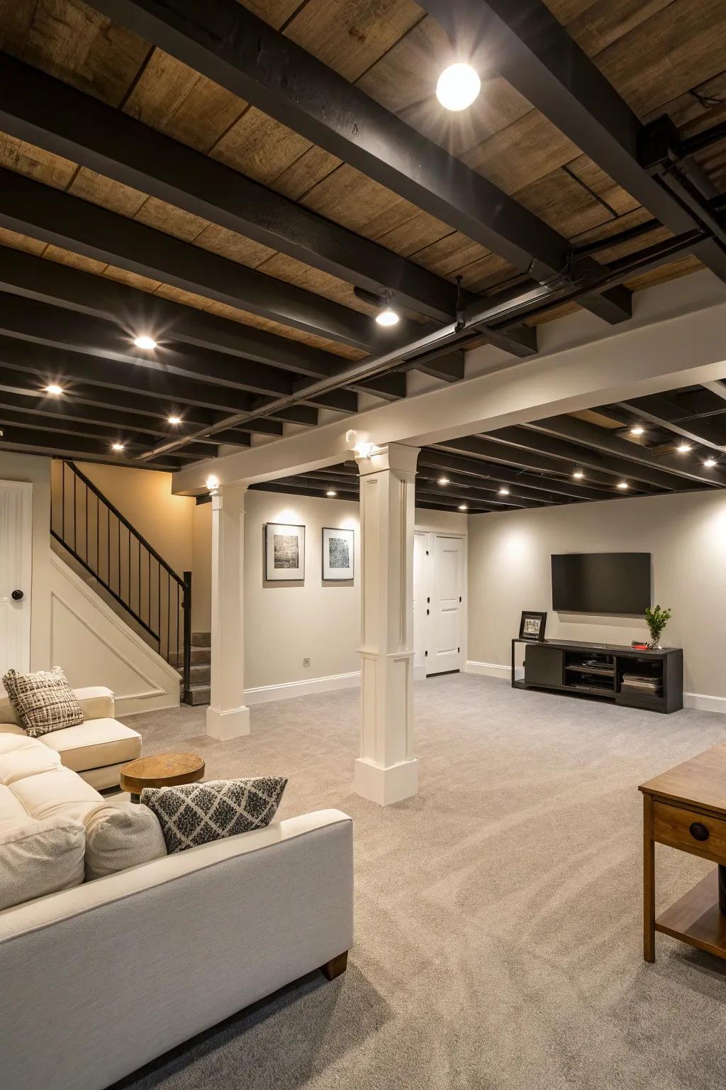 Sleek recessed lighting enhancing the modern aesthetic.