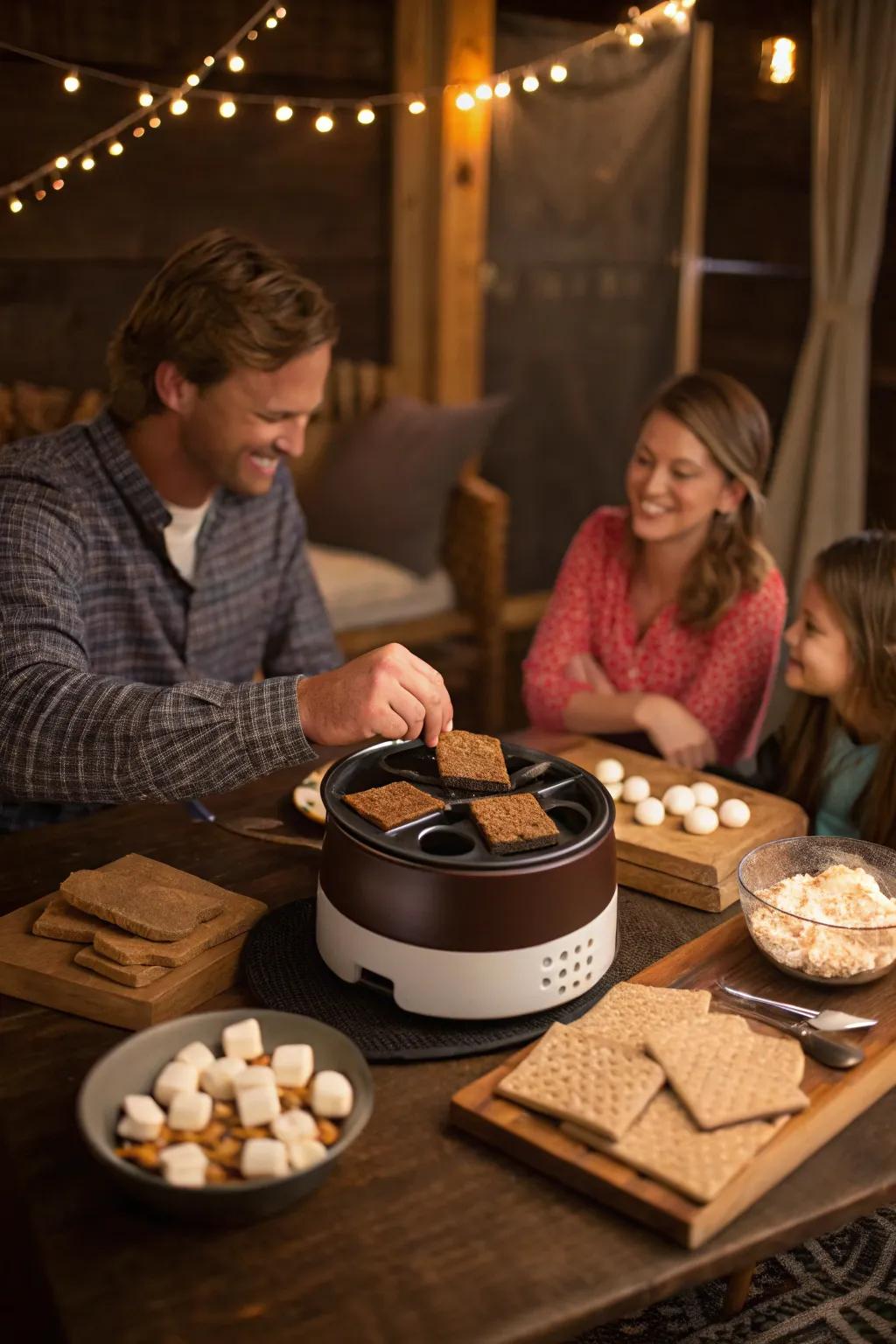 Relish campfire pleasures indoors with an electric toasted goodness maker.