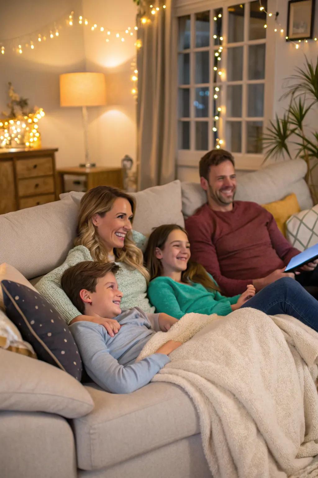 Embody the essence of serenity with a familial lounging gathering.