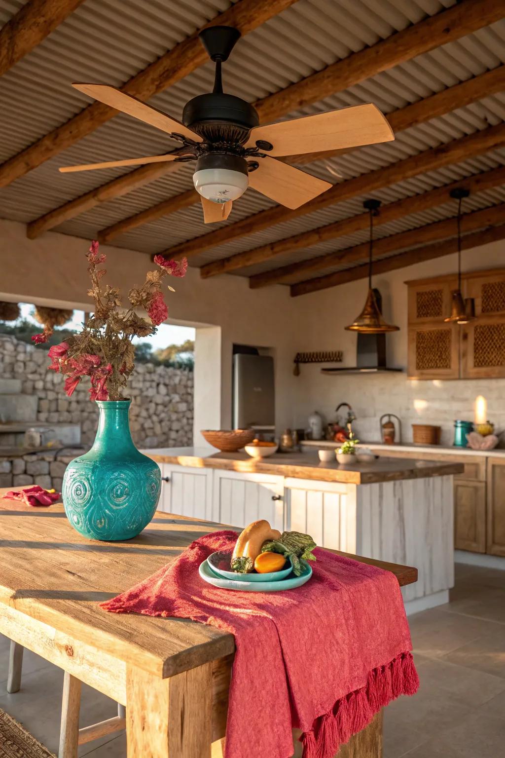 Add a cozy, rustic touch to your kitchen with these wonderfully crafted wooden fans.