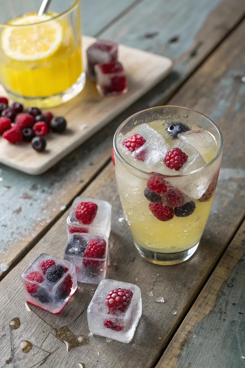Ice featuring sweet, vibrant berries for a playful touch.