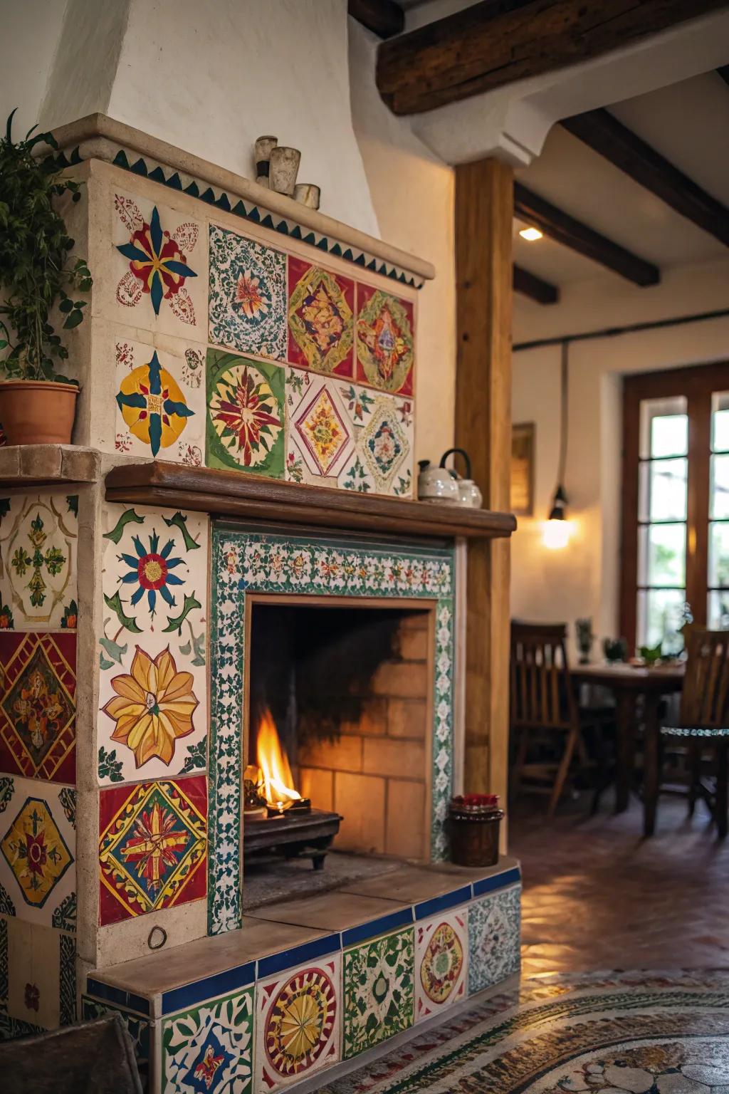 Ornamental blocks adding panache to a farmhouse fireplace.
