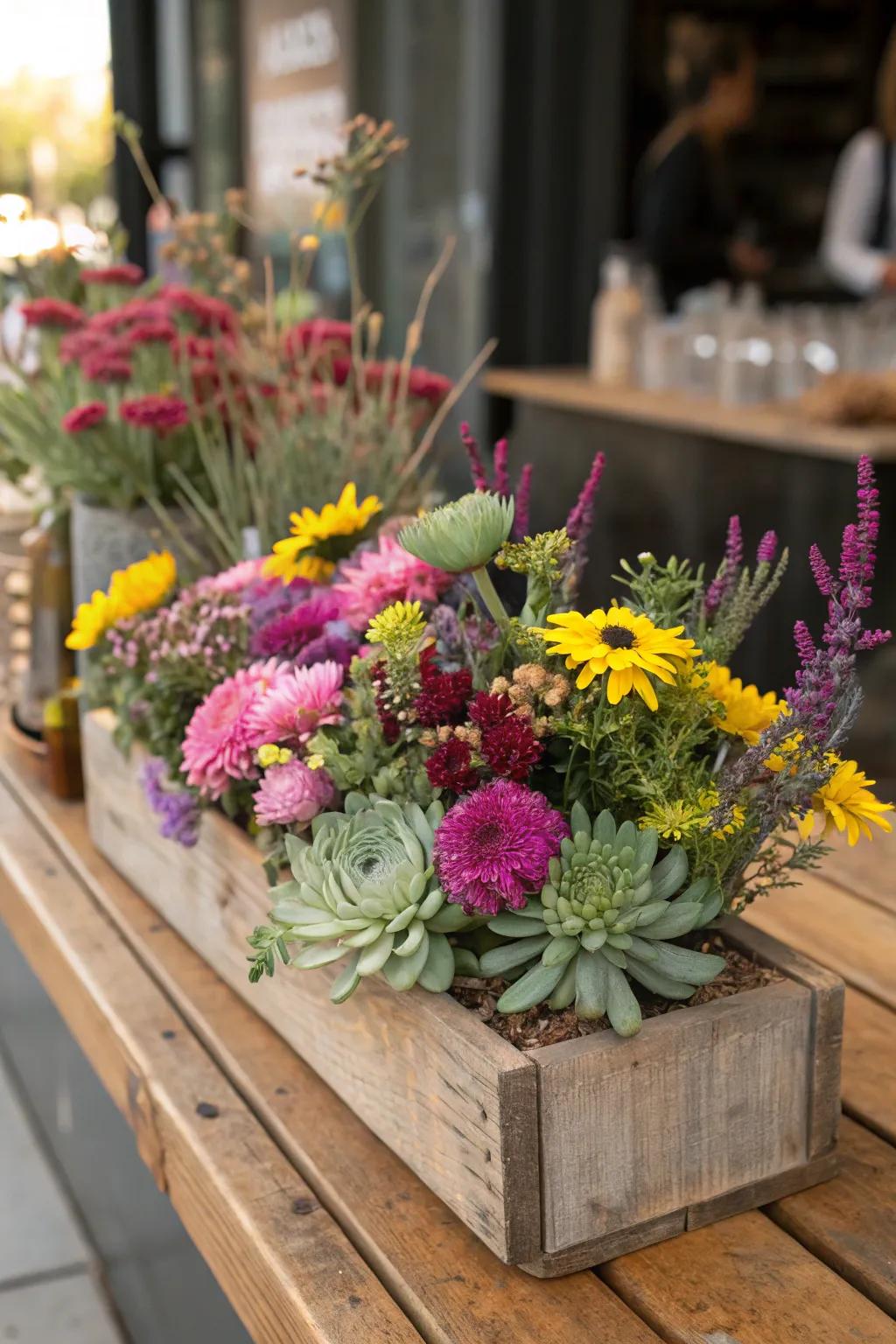 Blend fresh and dried blossoms for an individual display.