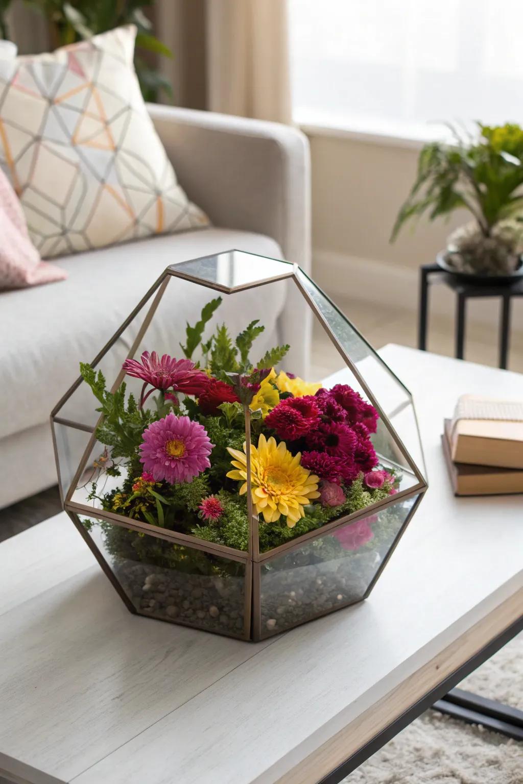 Geometric glass terrariums: perfect for a modern floral display.