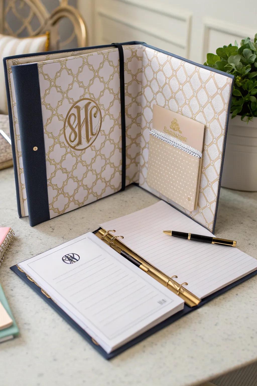 An initial can easily enhance the look of any school folder.