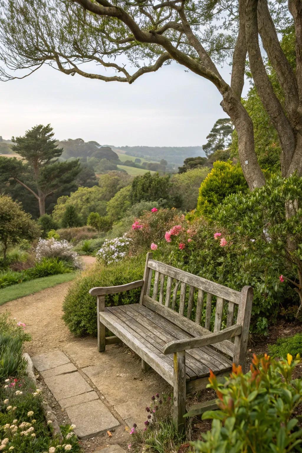 Natural bench providing a tranquil place to relish the outdoors.