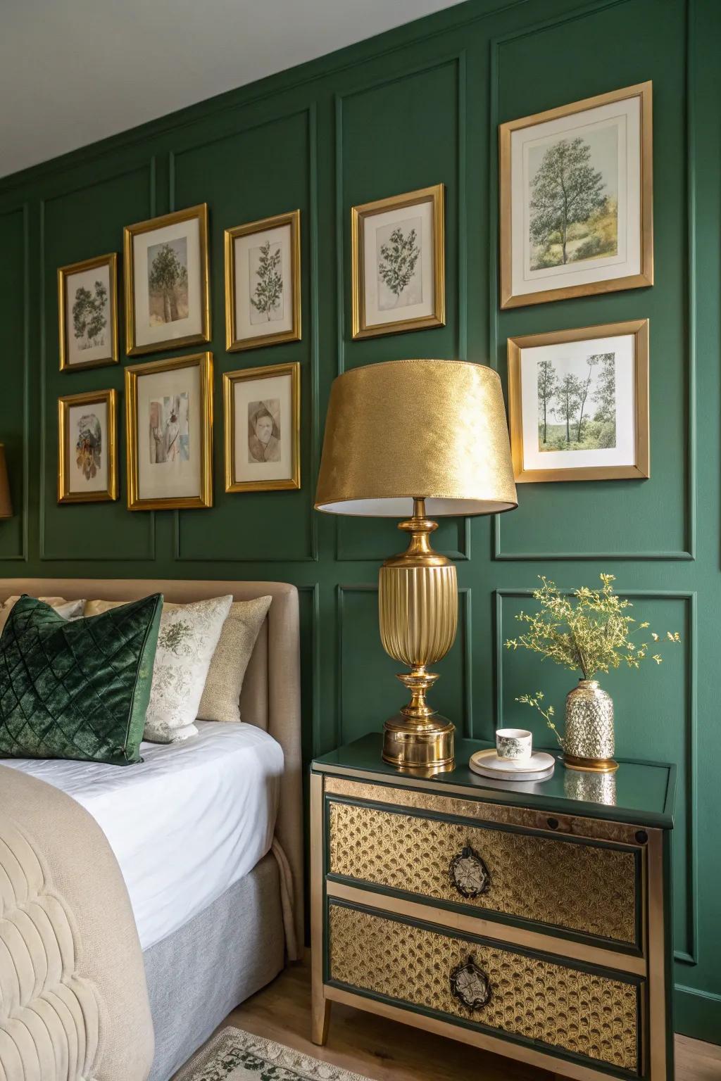 Gold brings out the best in green shades.