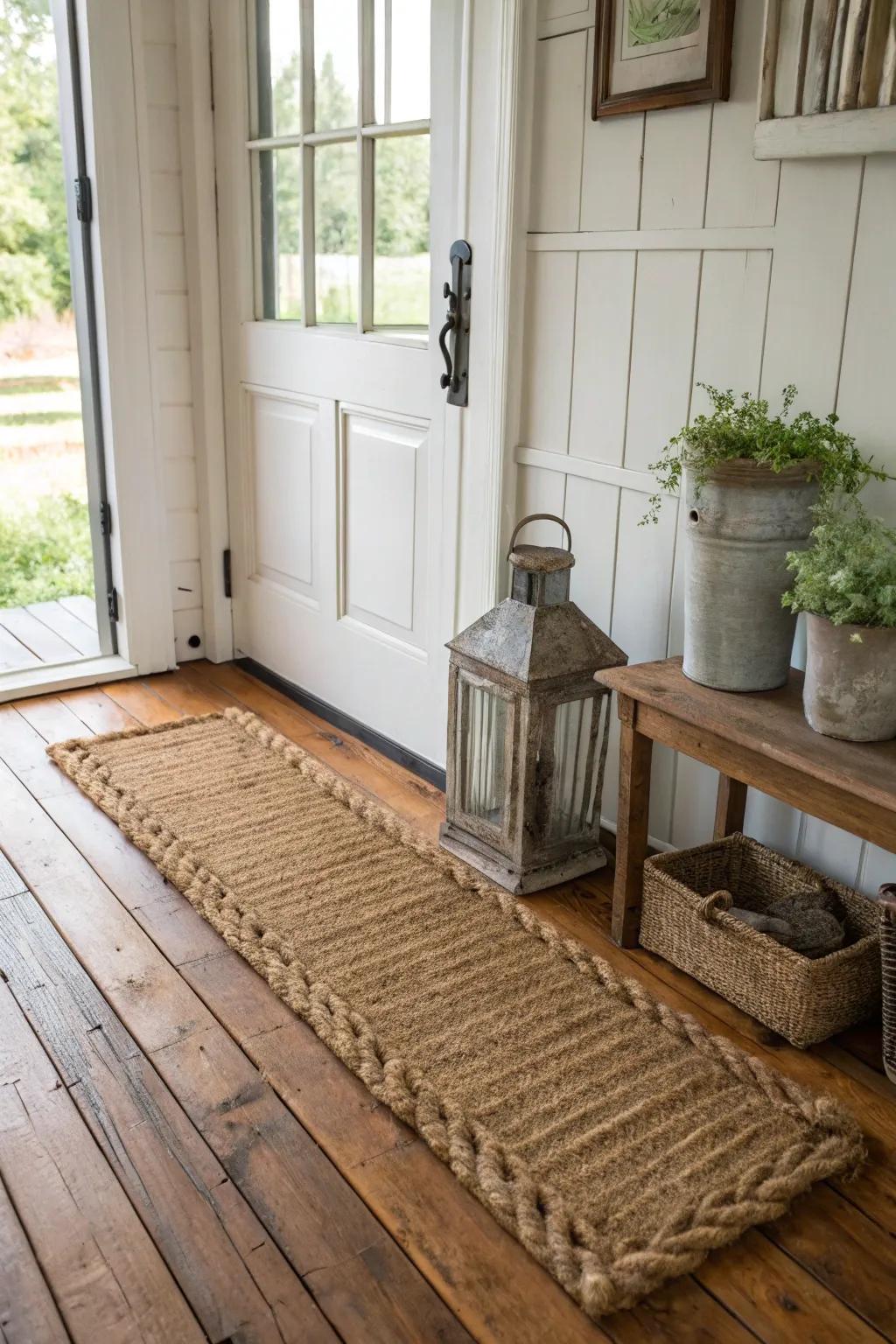 Textured floor coverings cultivate an inviting atmosphere.
