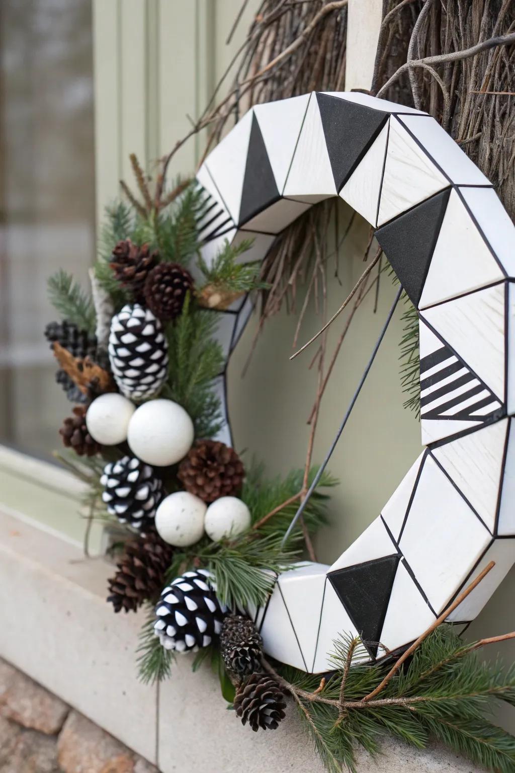 A minimalist wreath providing a polished and sophisticated aesthetic.