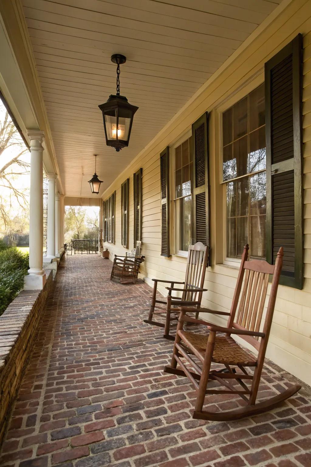 Clay paving delivers an ageless and inviting allure for porches.