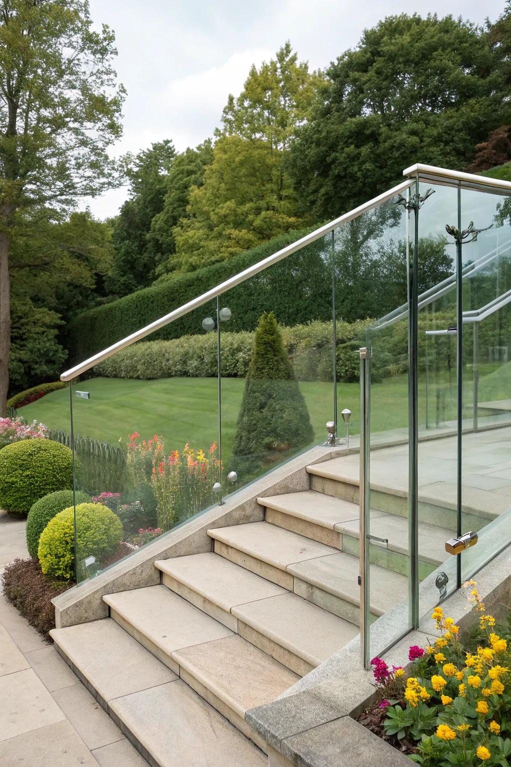 Crystal railings provide unobstructed vistas and modern allure.