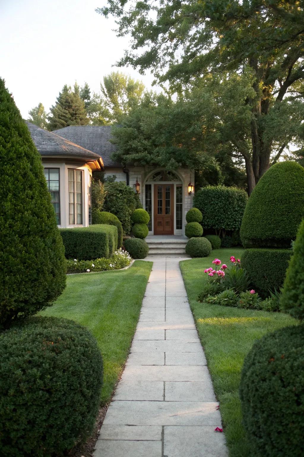 Hedges and bushes create definition and a hint of refinement.