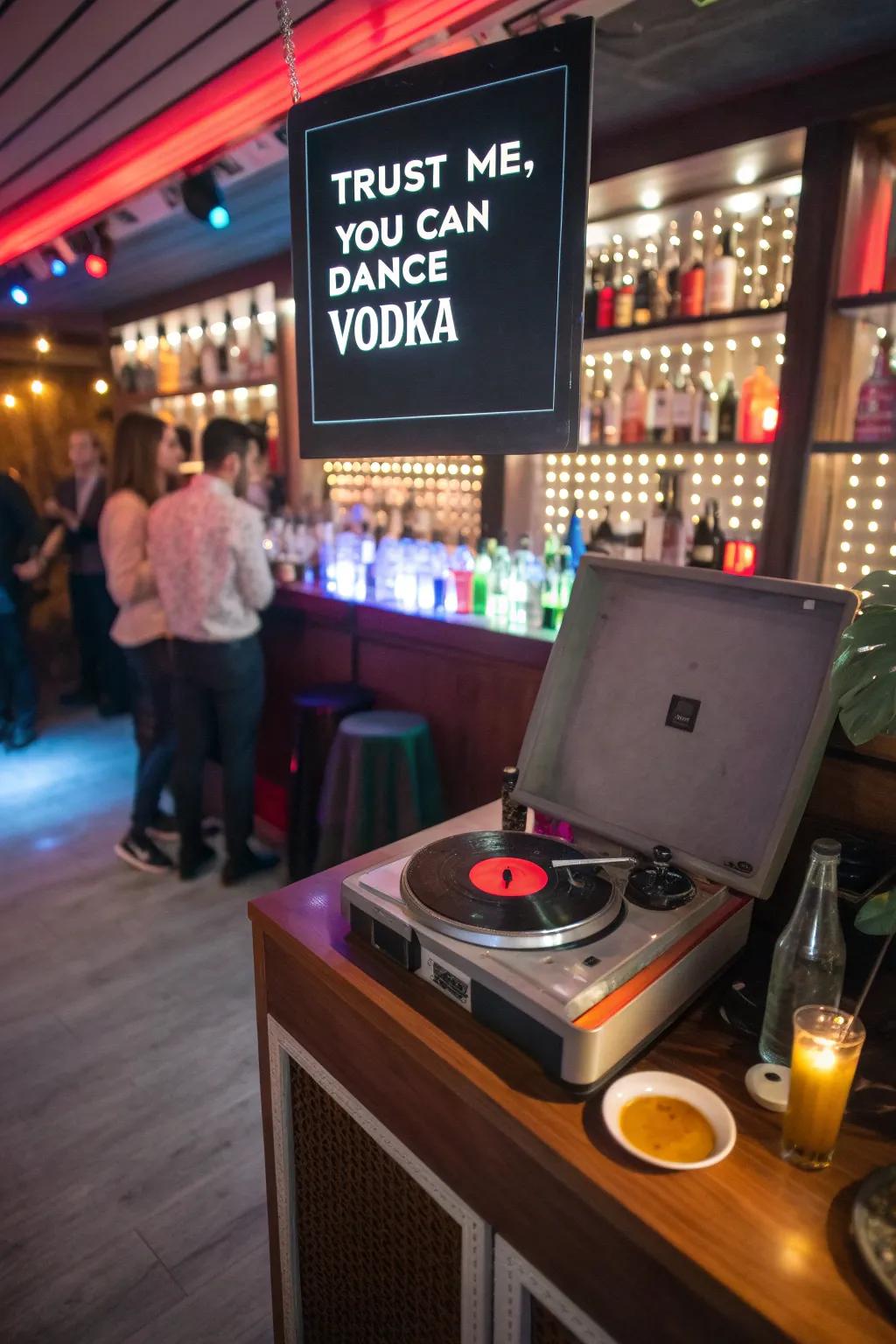 Allow the melody and drinks to spark your movements.