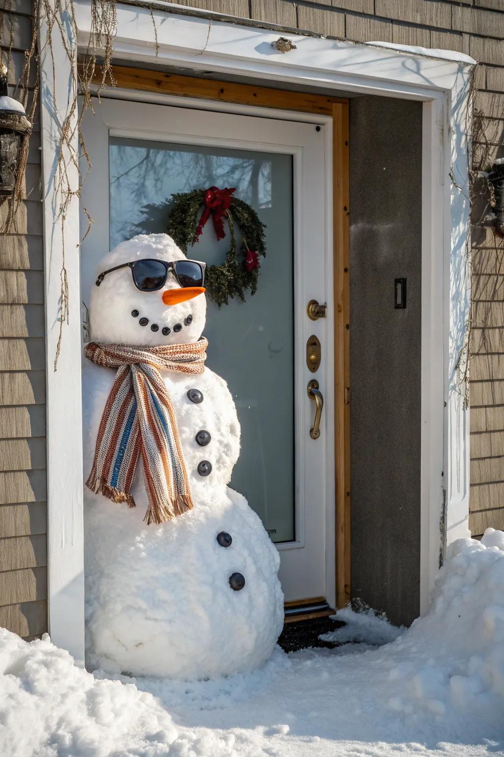 A snow person snapshot setting on your portal, delivering a playful and engaging Christmas adornment.