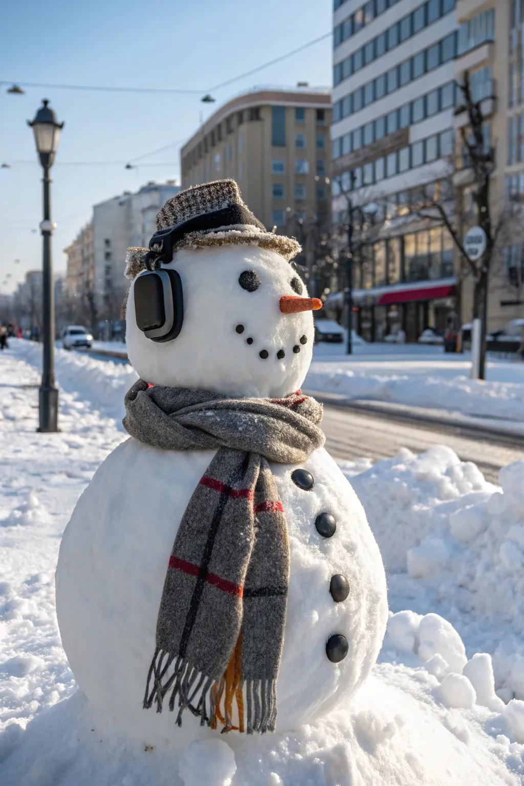A snow-figure prepared for a winter fashion display.
