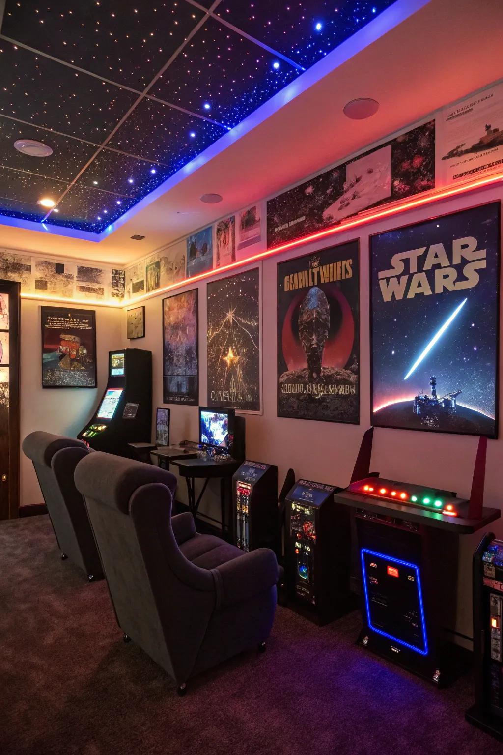 Themed decor enlivens your gaming passions.