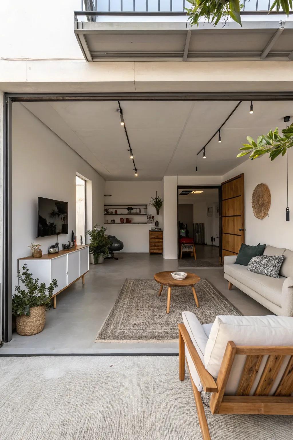 Simple modern decor fosters a serene and sophisticated atmosphere.