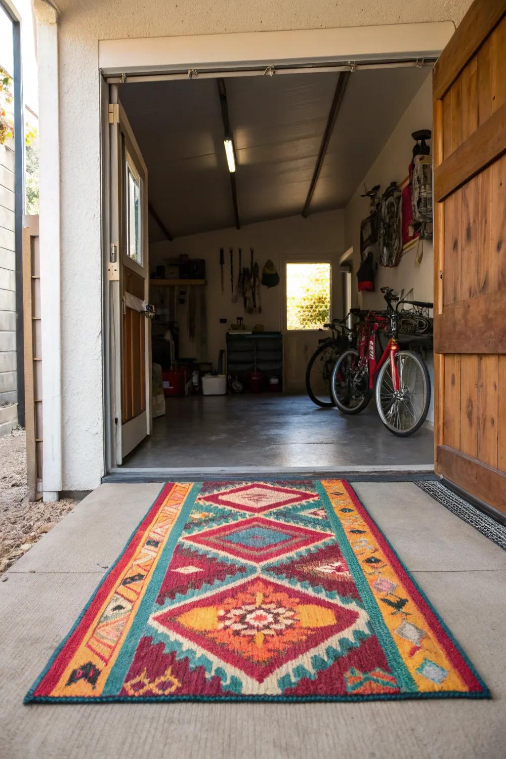 A decorative rug provides style and warmth to your entryway.