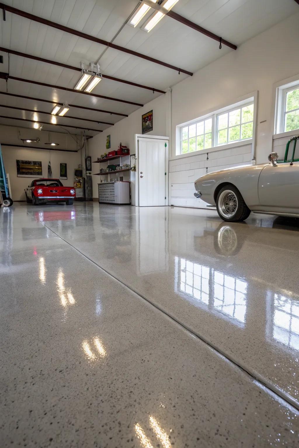 Epoxy flooring contributes a sensation of opulence and practicality to your garage.
