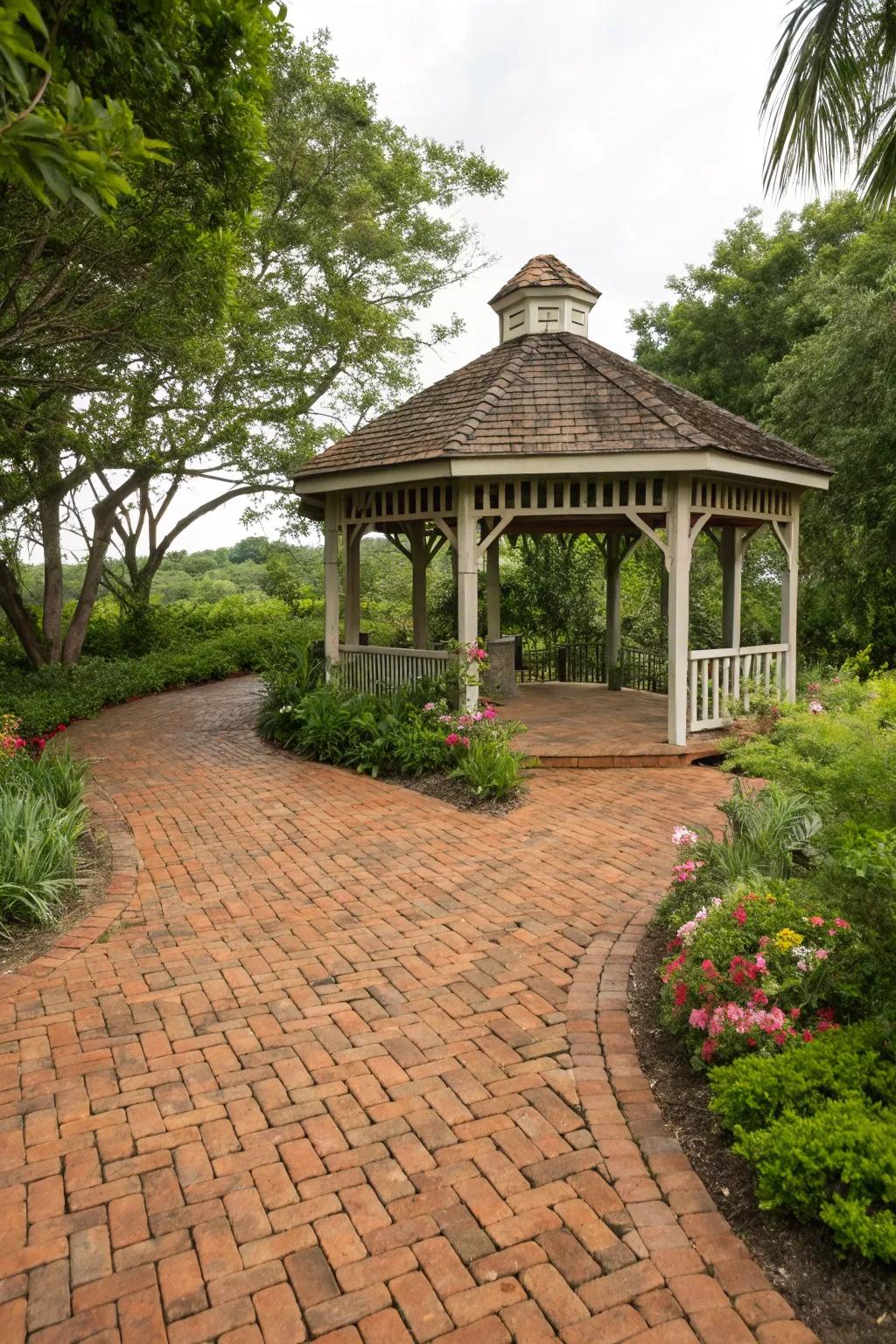 Embrace rustic charm with brick paver flooring.