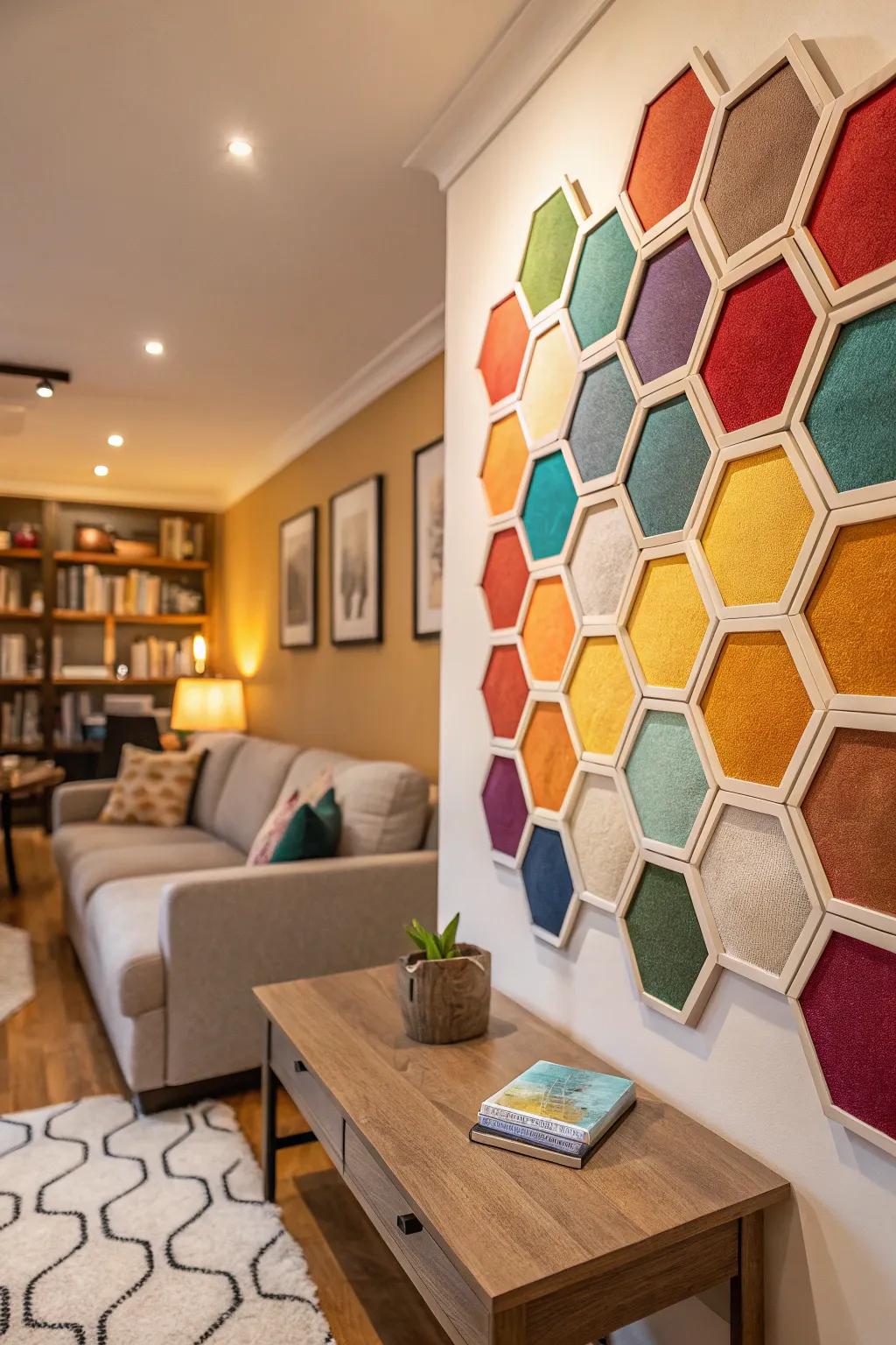 Playful, harmonious atmospheres are created with hexagon patterns.