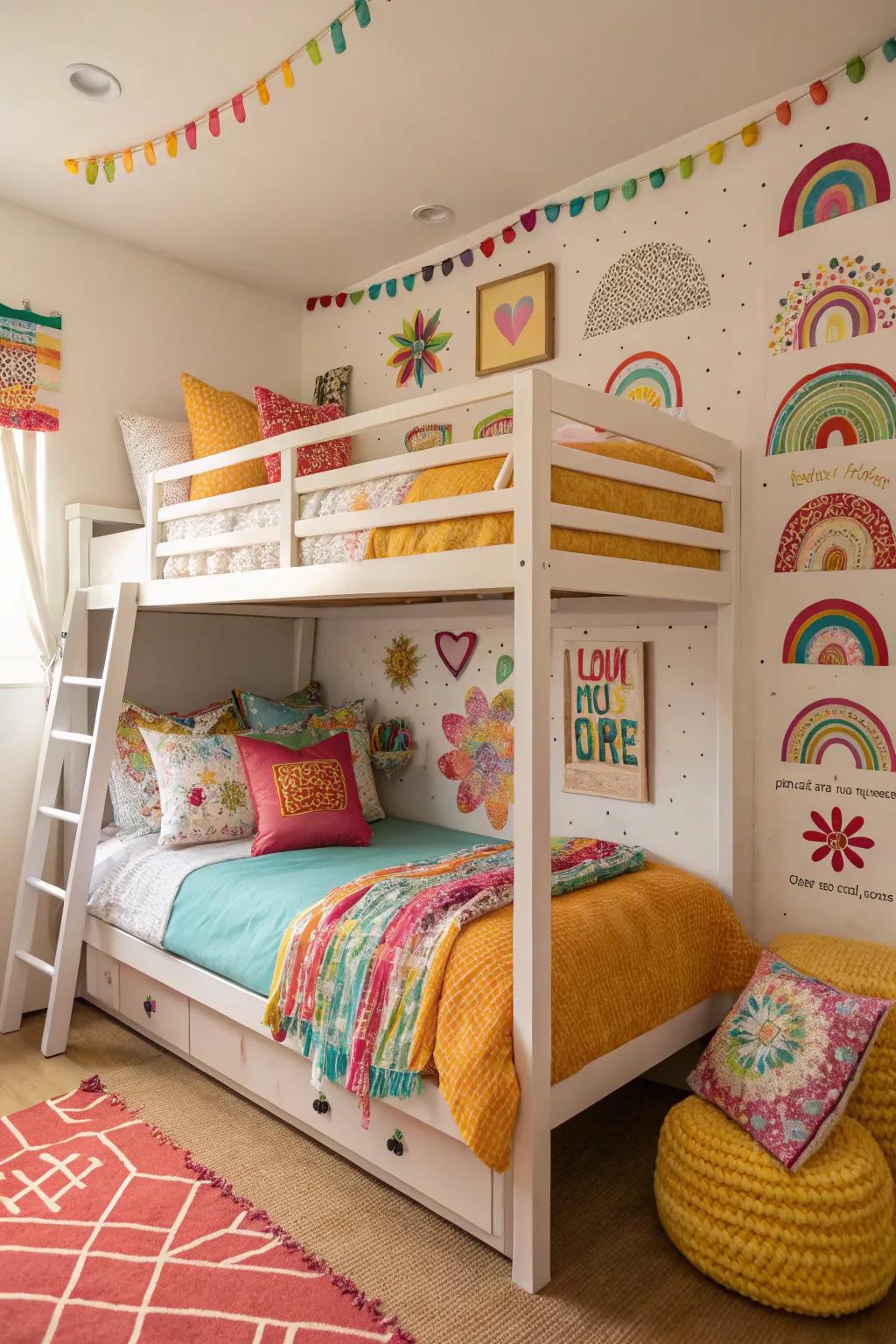 Bright accents give the space a lively feel.