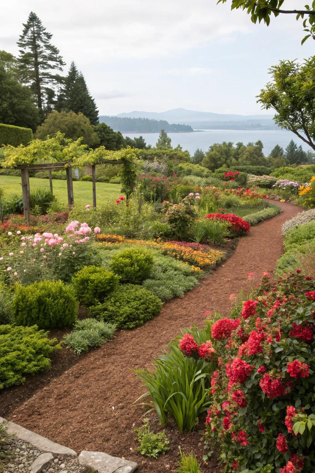 Mulch provides moisture retention and a cohesive garden look.