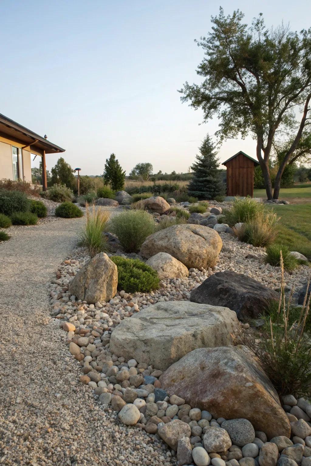 Earthen components like stones and rock blend flawlessly for a natural appearance.