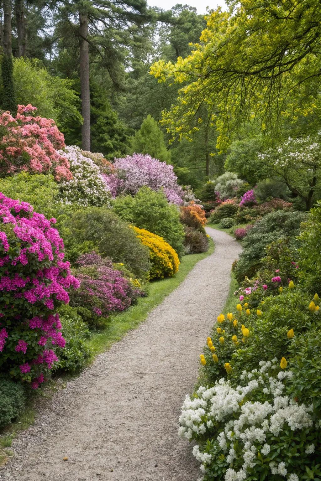 Abundant vegetation enlivens a stone chip route.
