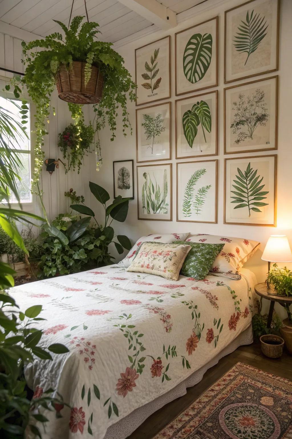 Vegetation-themed embellishments bring the calming essence of nature inside.