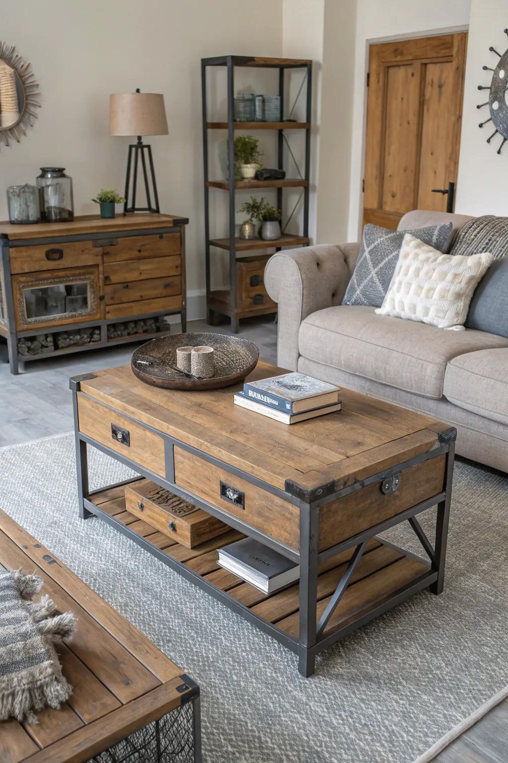 Mix materials for a sophisticated grey flooring design.