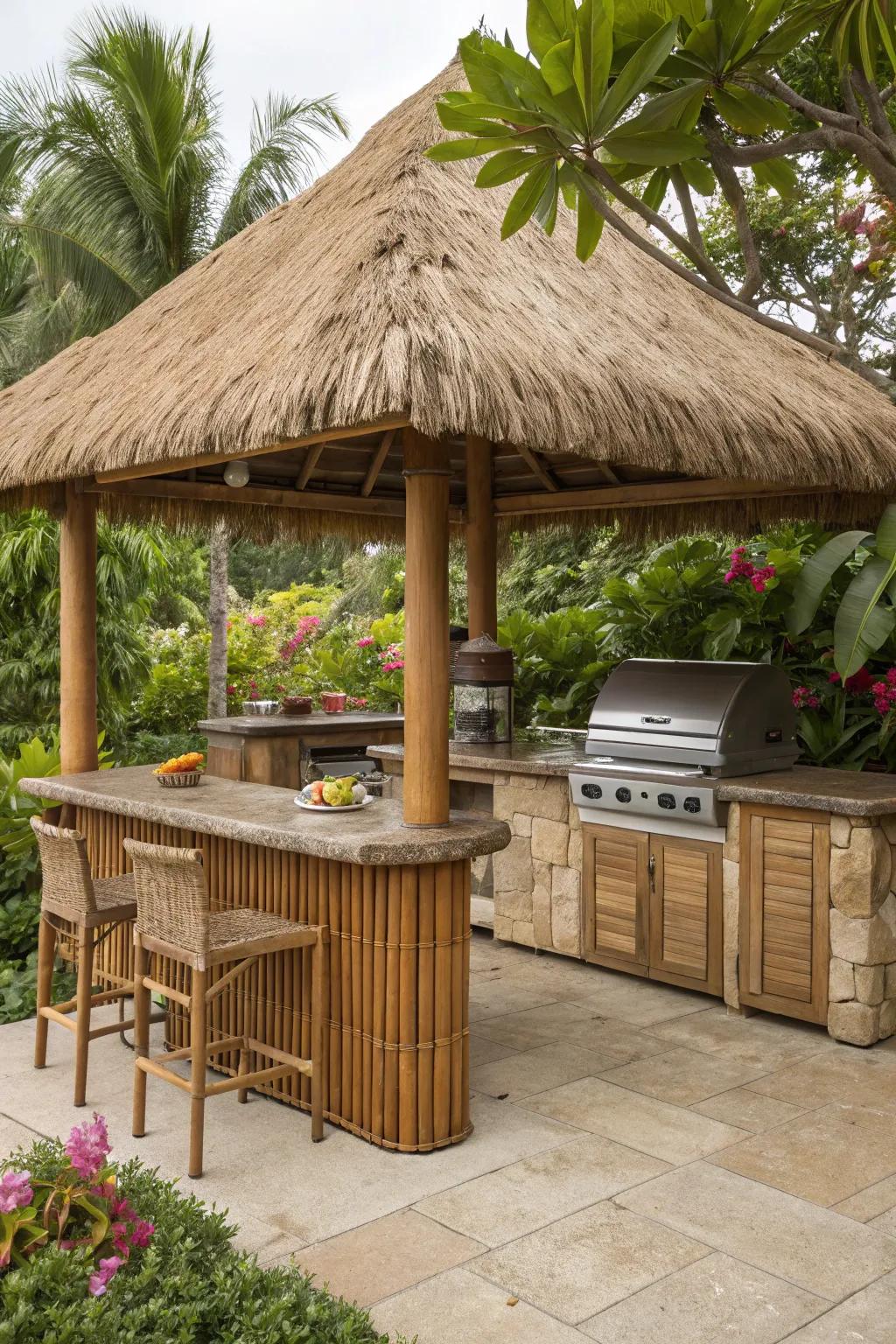 Conjure up a tropical ambiance with a Tiki-inspired retreat.