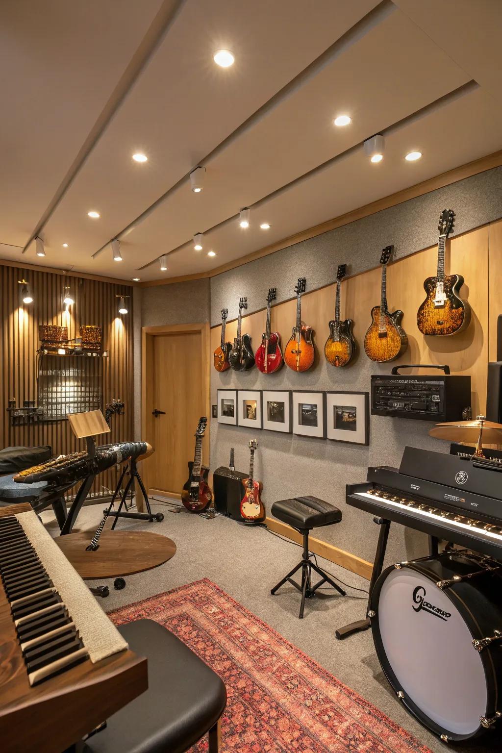 A vibrant space filled with various instruments.