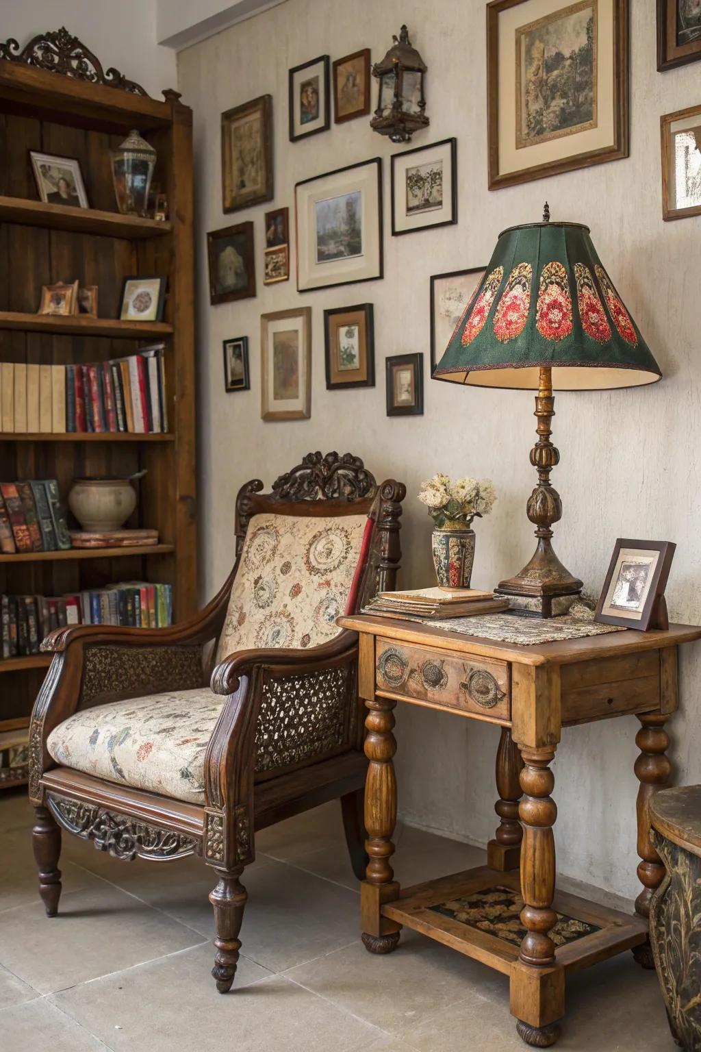 Assorted furnishings contribute character and allure.