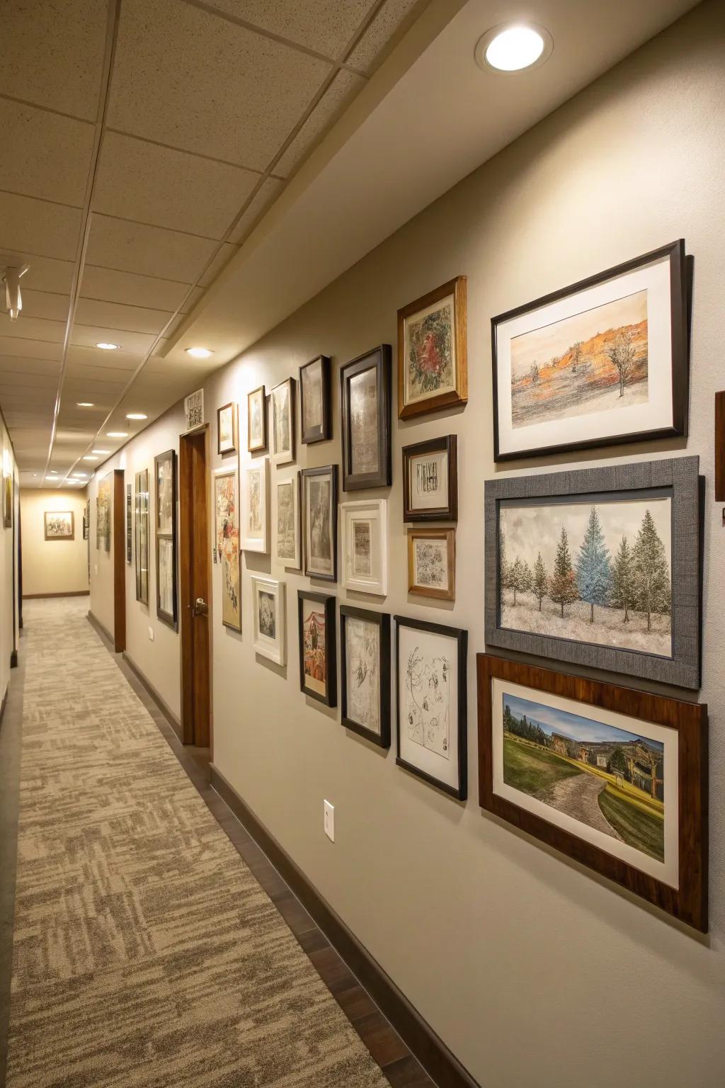 An artistic wall can transform your corridor into a personalized art area.